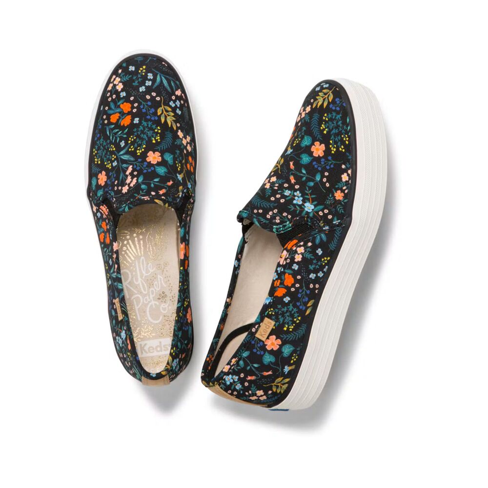 Keds x Rifle Paper Co Double Decker Floral Slip-On Sneakers Womens 6